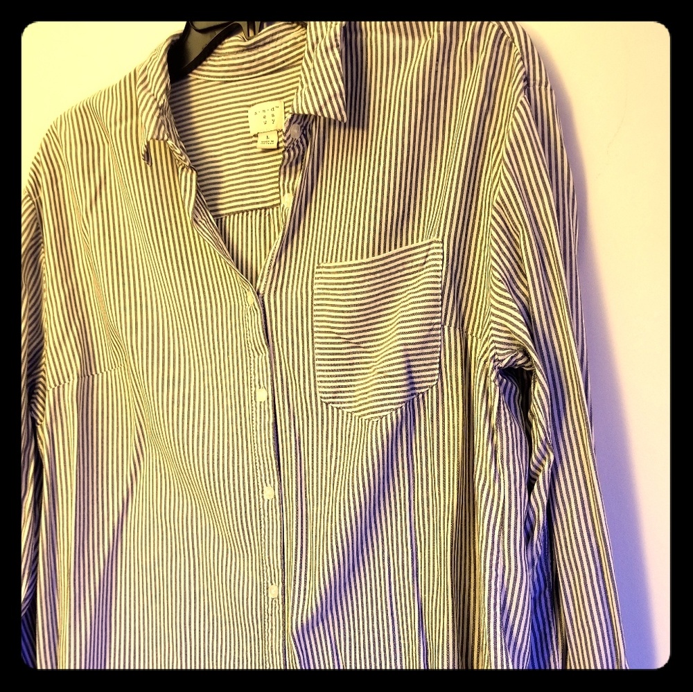 Lightweight striped button up